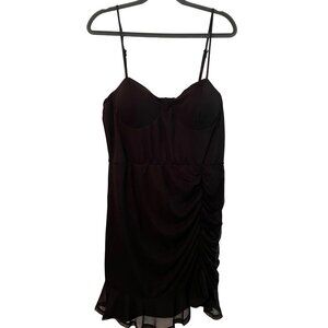 New Lily Rose Black Ruched Mini Dress XL Babydoll Wichygoth, Bodycore Shear